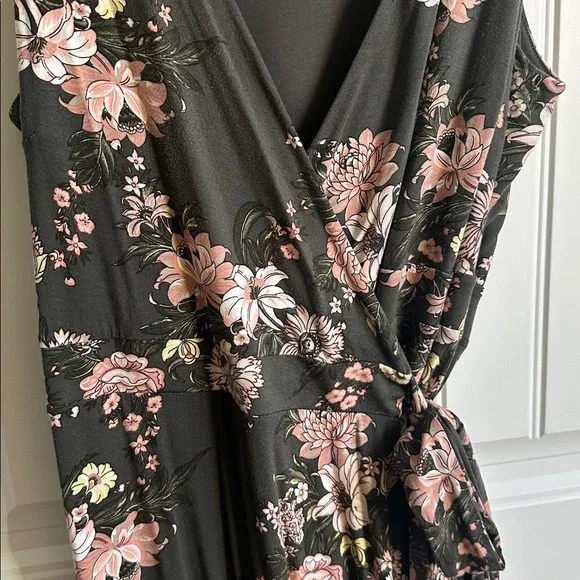 LOFT Olive and Pink Floral Maxi Dress - Picture 2 of 5